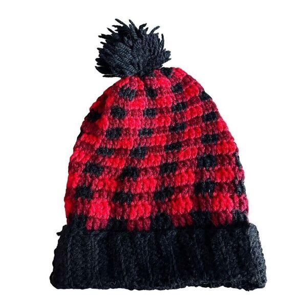 Red and black checkered stocking cap - Picture 1 of 4
